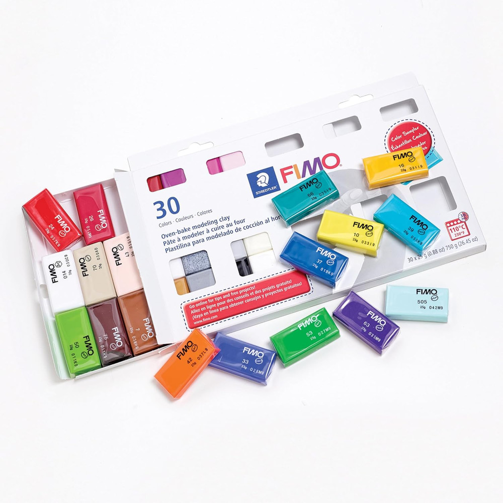FIMO Soft Oven-Bake Polymer Clay - Assorted Colors Sampler: 30 X 25G Half Blocks