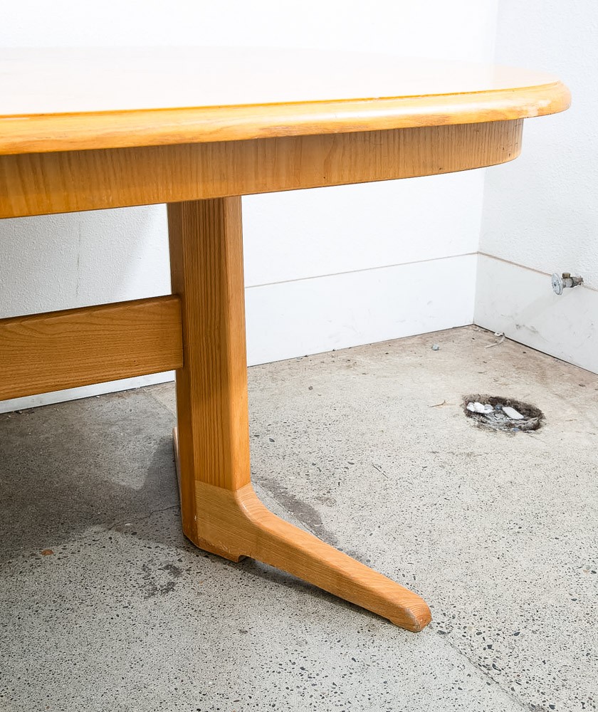 Mid Century Modern Dining Table Rectangular Rounded Blonde Mahogany Vintage Mcm