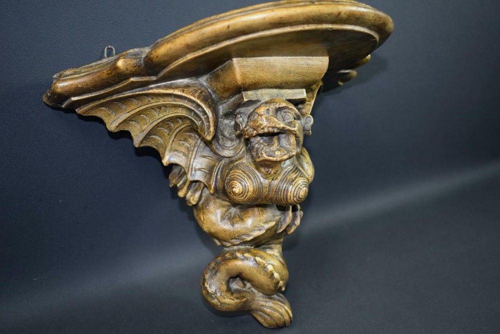French Antique Gothic Corbel Shelf Sconce Wall Bracket Chimera