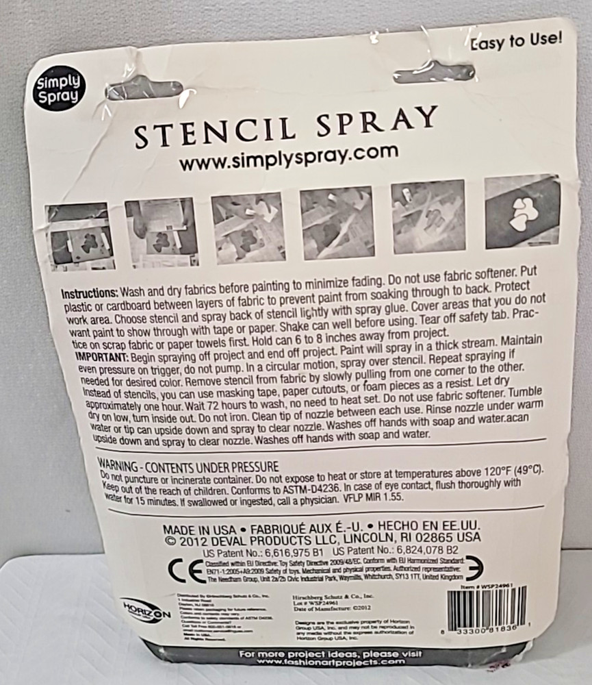 Simply Spray Stencil Spray Fabric Paint 3 Pack