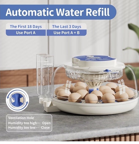 Incubators for Hatching Eggs,18 Egg Incubator with Automatic Egg Turning 🪧