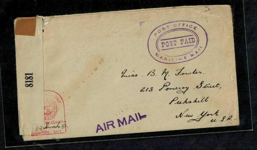 Bermuda WWII Numbered Naval Censor Cover #8181 Normal Type 6e