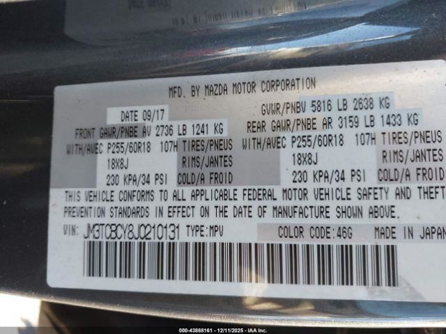 Speedometer Assembly MPH With Display Multi Dot Fits 18 MAZDA CX-9 4958914