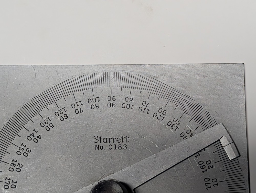 Starrett C183 Steel Protractor Rectangular Head USA