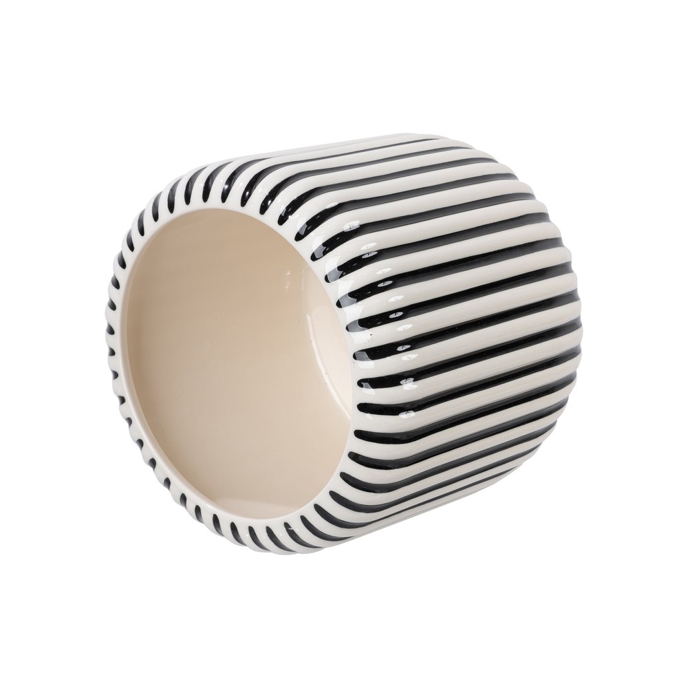 8" Black Stripe Ceramic Planter by Drew Barrymore