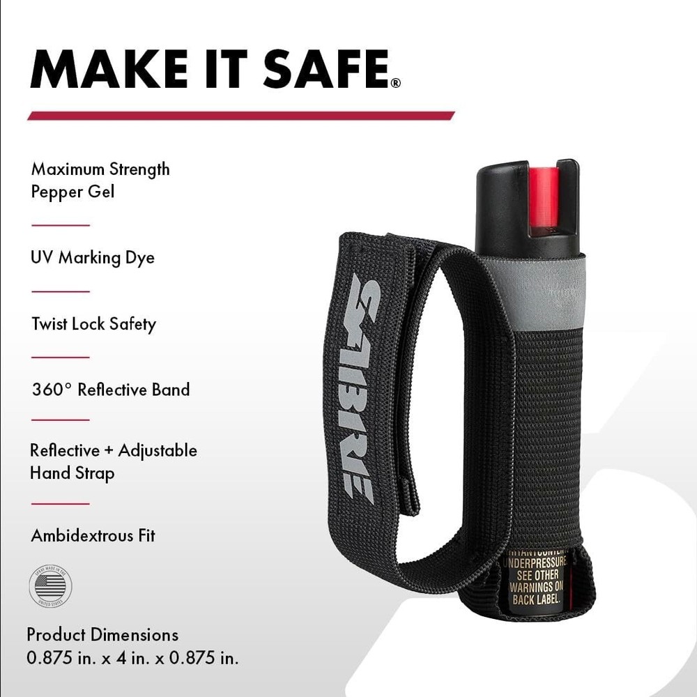 Portable Maximum Strength Pepper Spray with Adjustable Reflective Hand Strap