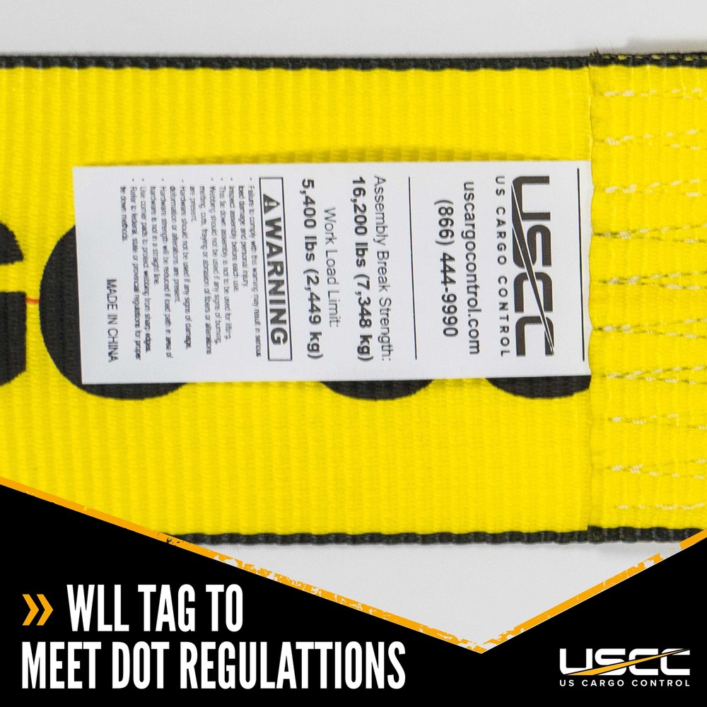 USCC 4" X 11" Yellow Fixed End w/Flat Hook and Bolt Loop