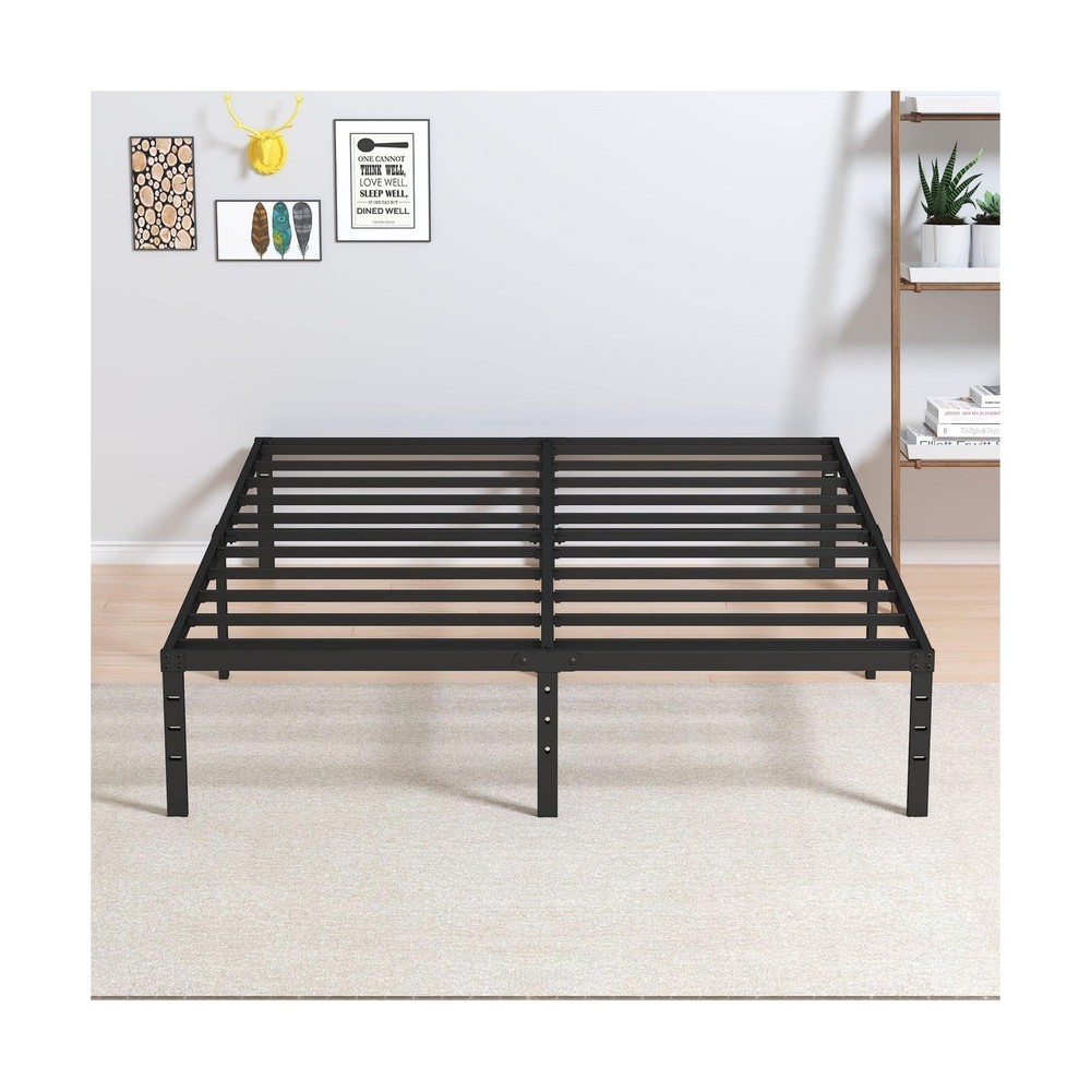 14 Inch Metal Bed Frame Queen Size No Box Spring Needed, Heavy Duty Platform ...