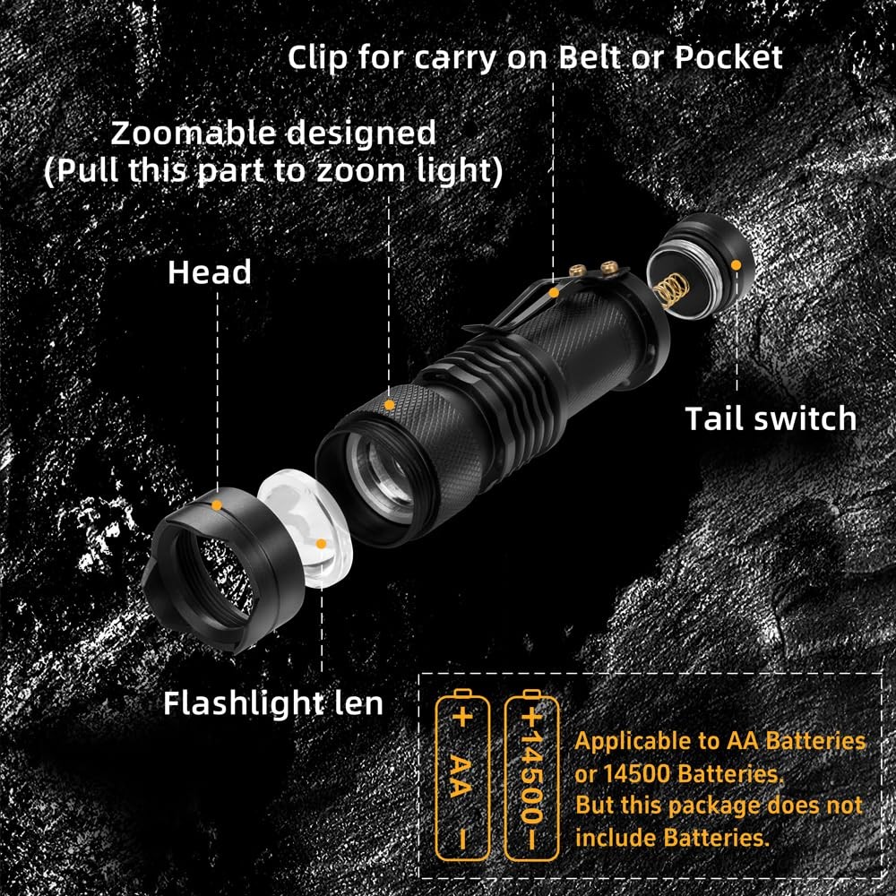 WAYLLSHINE 2 Pack Red Light Flashlight Single Mode LED One...