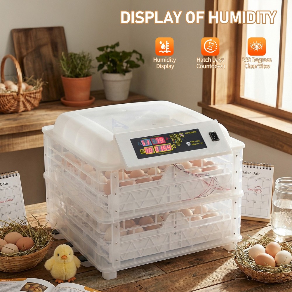 Large 96 Eggs Incubator Digital Poultry Hatching Machine Automatic Turning Farm