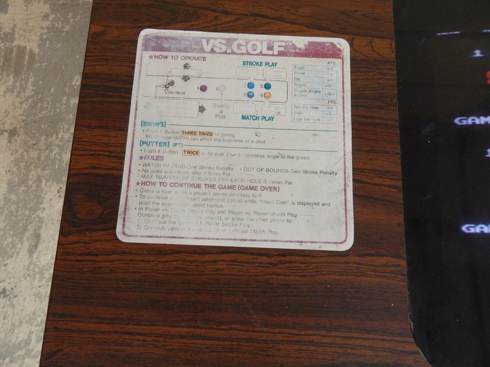 NINTENDO OEM VS STROKE & MATCH GOLF ARCADE COCKTAIL GAME (#4013)