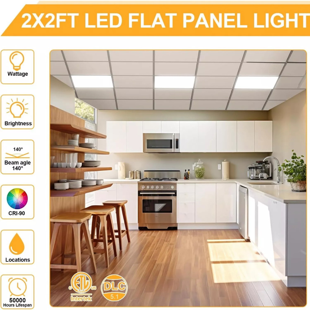 4 Pack LED Flat Panel Light 2x2 ft,White LED Drop Ceiling Office Lights,45W=150W