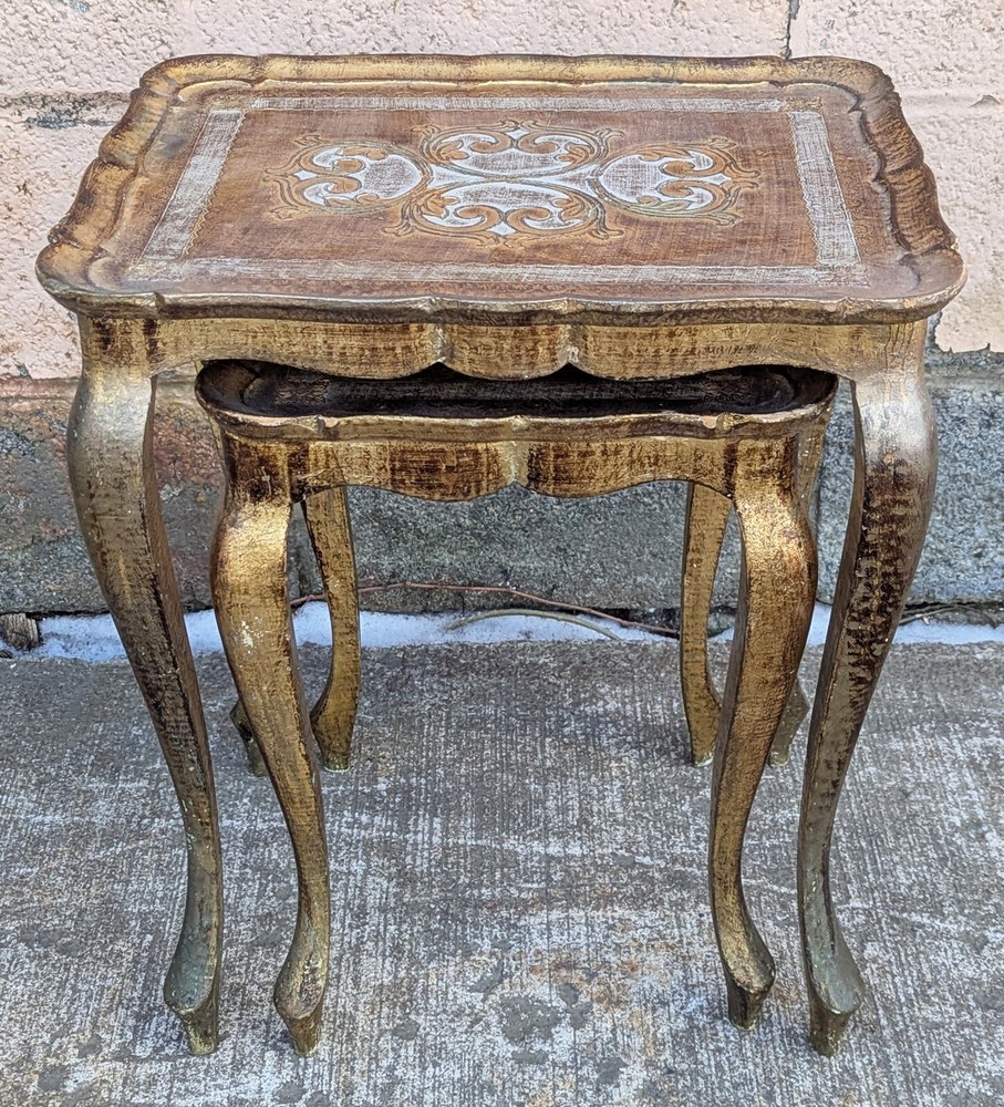 Set Vintage Antique Old SOLID Wood Nesting Nested Accent Plant Stand Side Tables