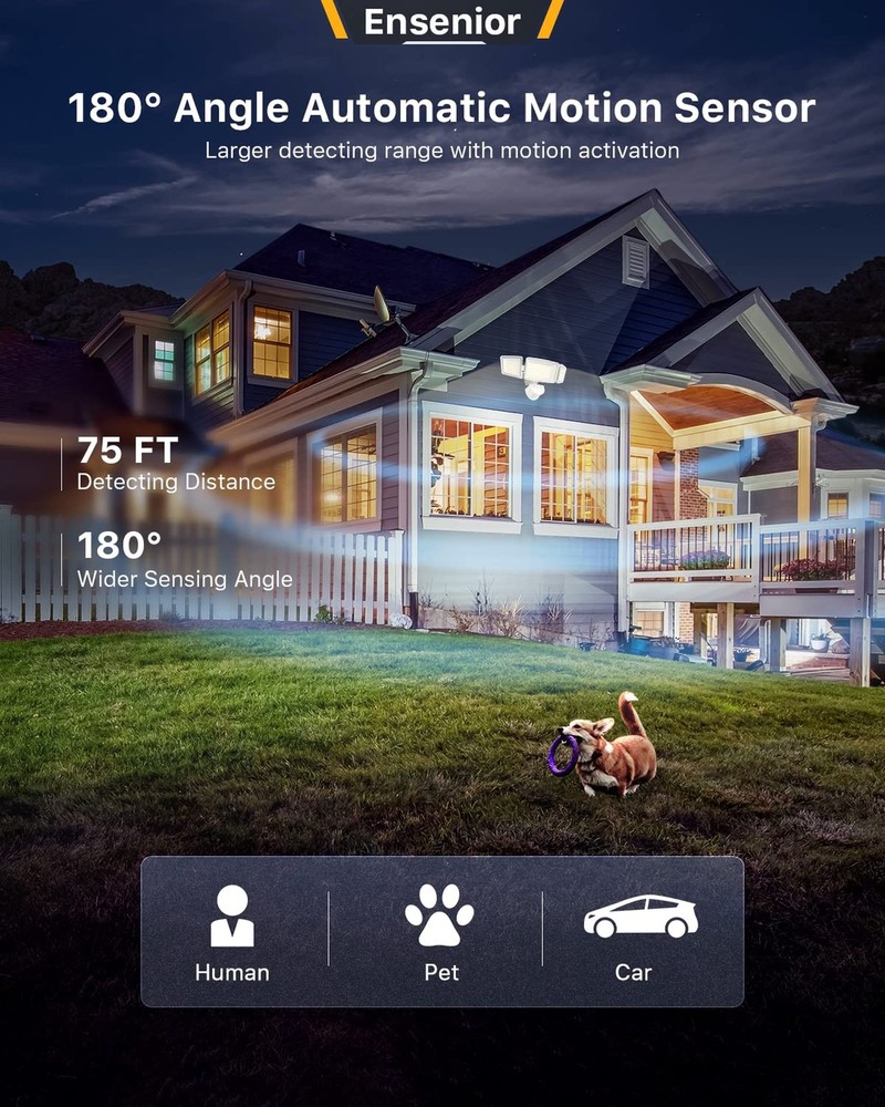 Ensenior 5 Motion Sensor Modes Solar Security Light, 1800LM 270° Wide Angle