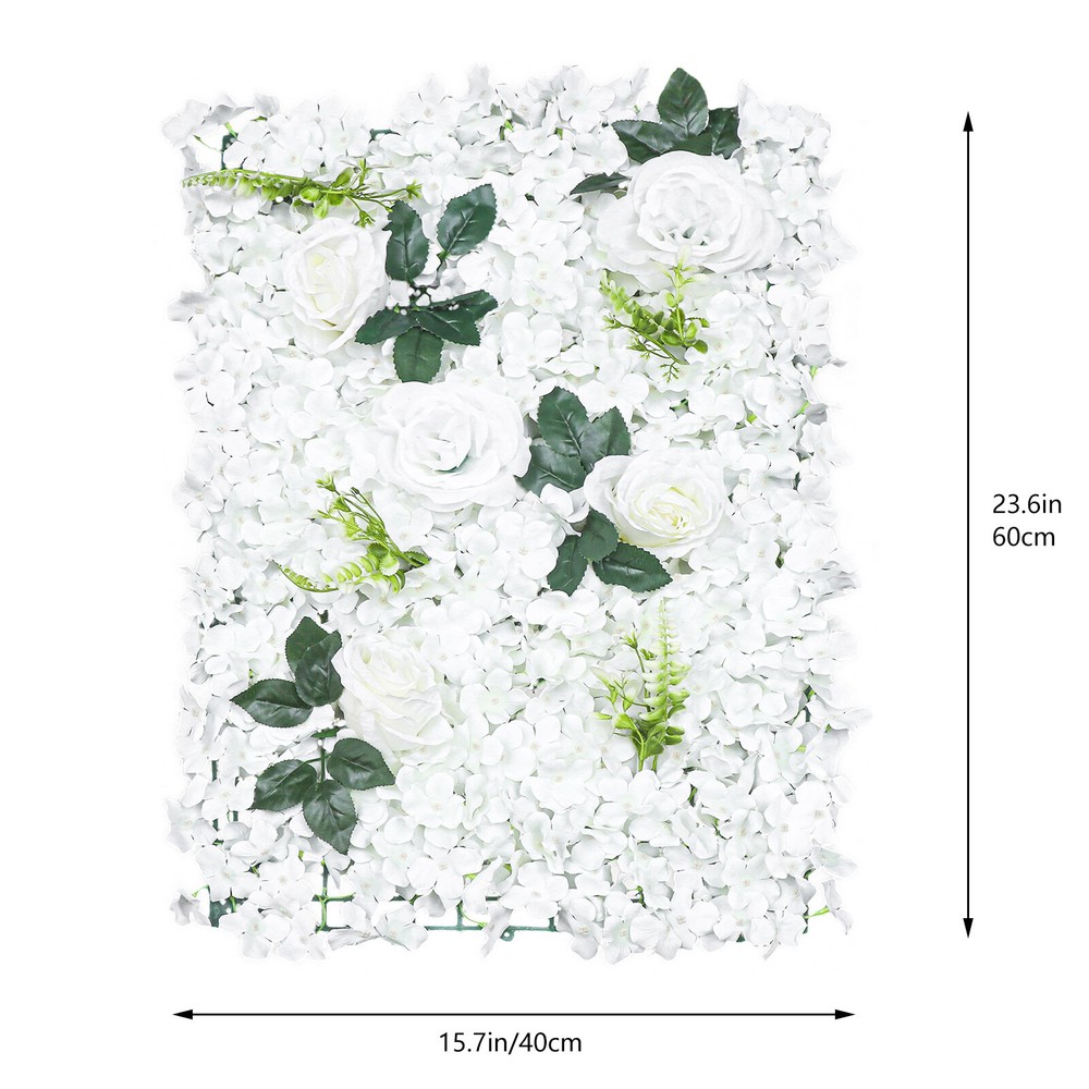 6PCS Artificial White Rose Flower Wall Backdrop Wedding Road Decor Cloth+Plastic