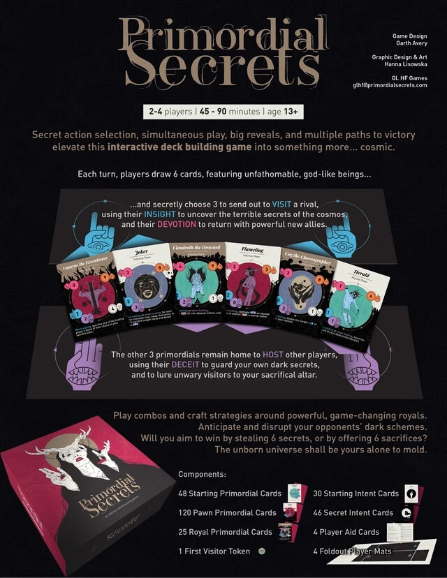DENT Primordial Secrets Card Game .. Kickstarter Occult Deck Builder GLHF