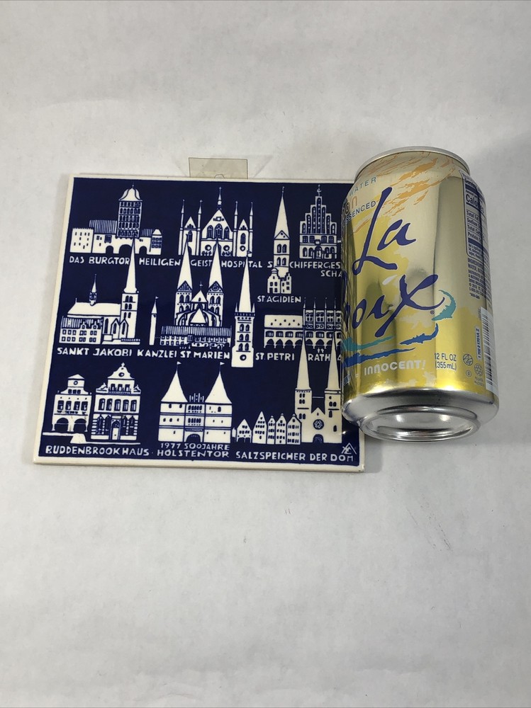 Alfred Evers Tile Wall Decor Blue Ceramic Art German Churches Artwork Lübeck