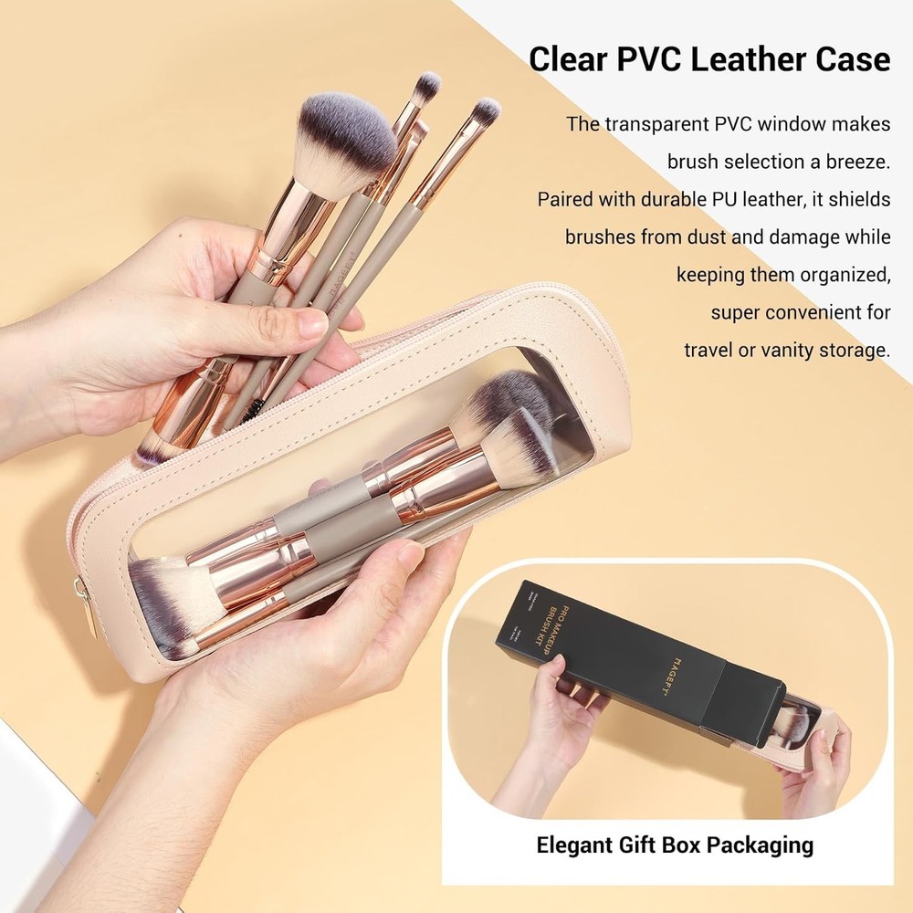 Makeup Brushes 12Pcs with Bag,Double-End Multi-functional for Foundation Powder