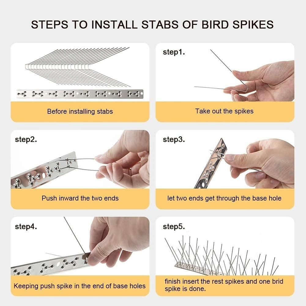 Stainless Steel Bird Spikes Kit - Durable & Humane