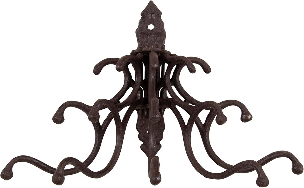 Antique Cast Iron Wall Hooks in Rust Finish
