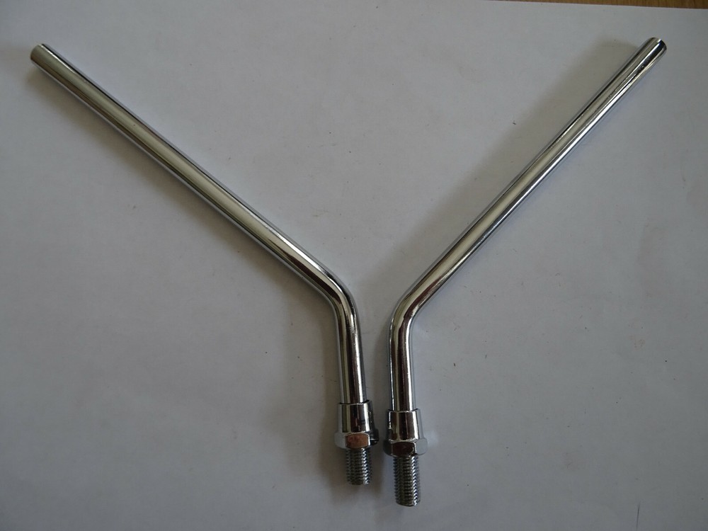 6529 - WING MIRROR STEMS **REJECTS**- CHROME - 8'' LONG+THREAD 3/8'' UNF FIXING