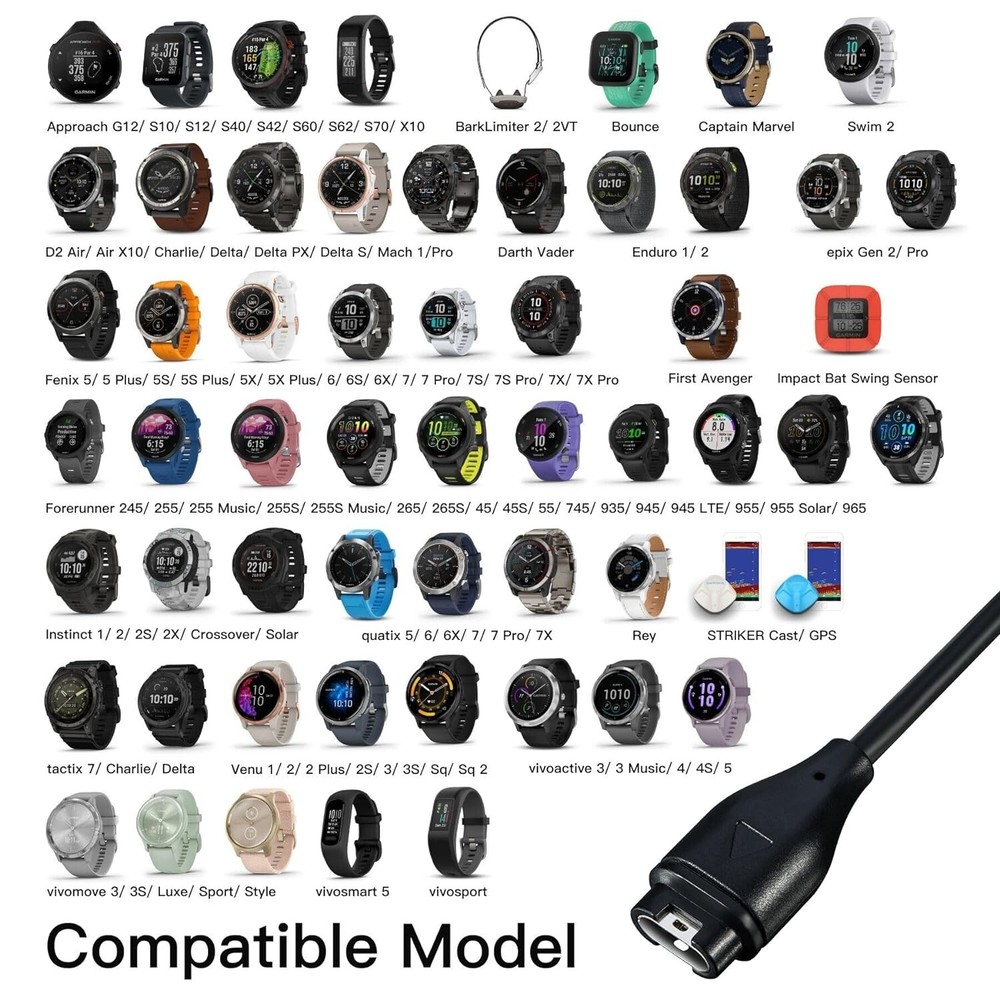 Compatible for Garmin Watch Charger Cable (2 Pack)