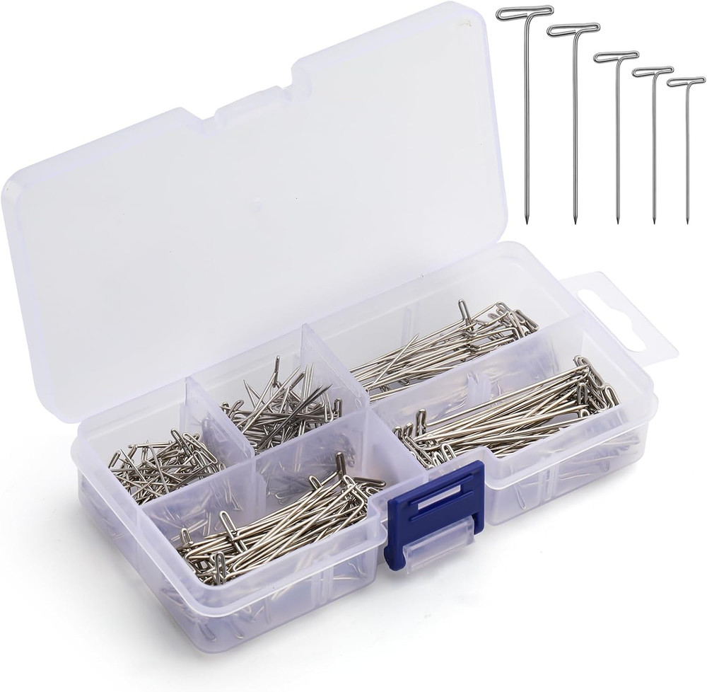 T Pins, 250 Pack, 5 Sizes Sewing Pins, T Pins for Blocking Knitting, Stainles...