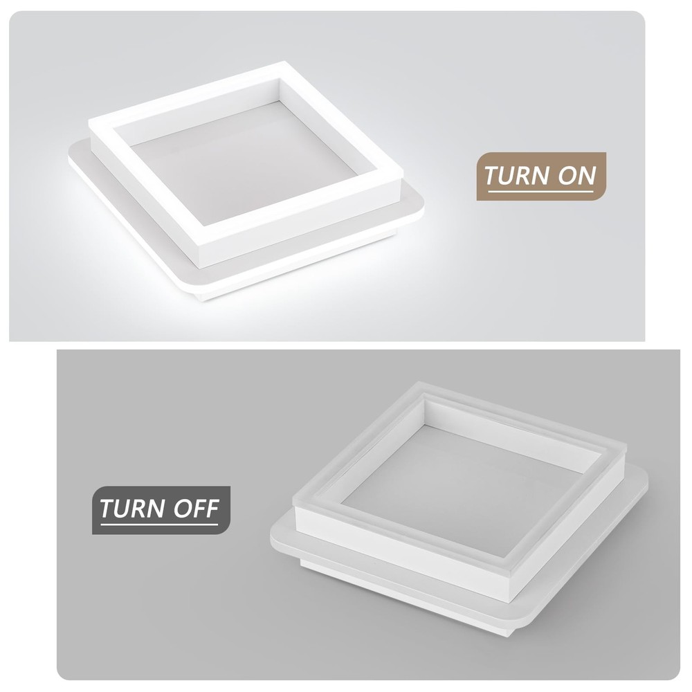 24W Square Hallway Light, Modern Flush Mount Led Ceiling Light,White Acrylic ...