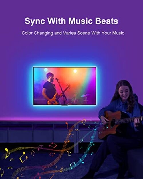 Color Changing Bluetooth LED Lights for TV, Smart App Control with 20ft Strip