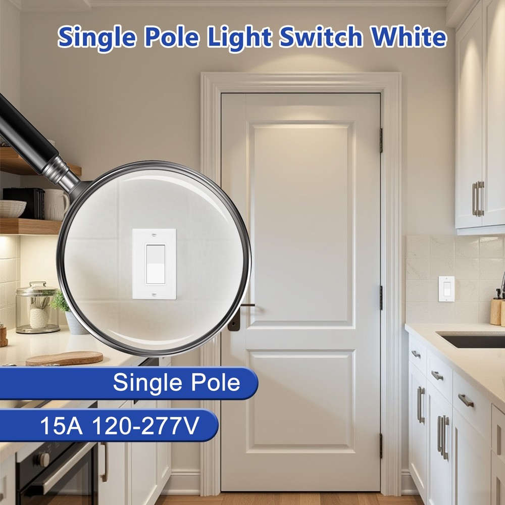 24PCS Decorator Single Pole Wall Switch Paddle Rocker Decorative ON/OFF Light UL