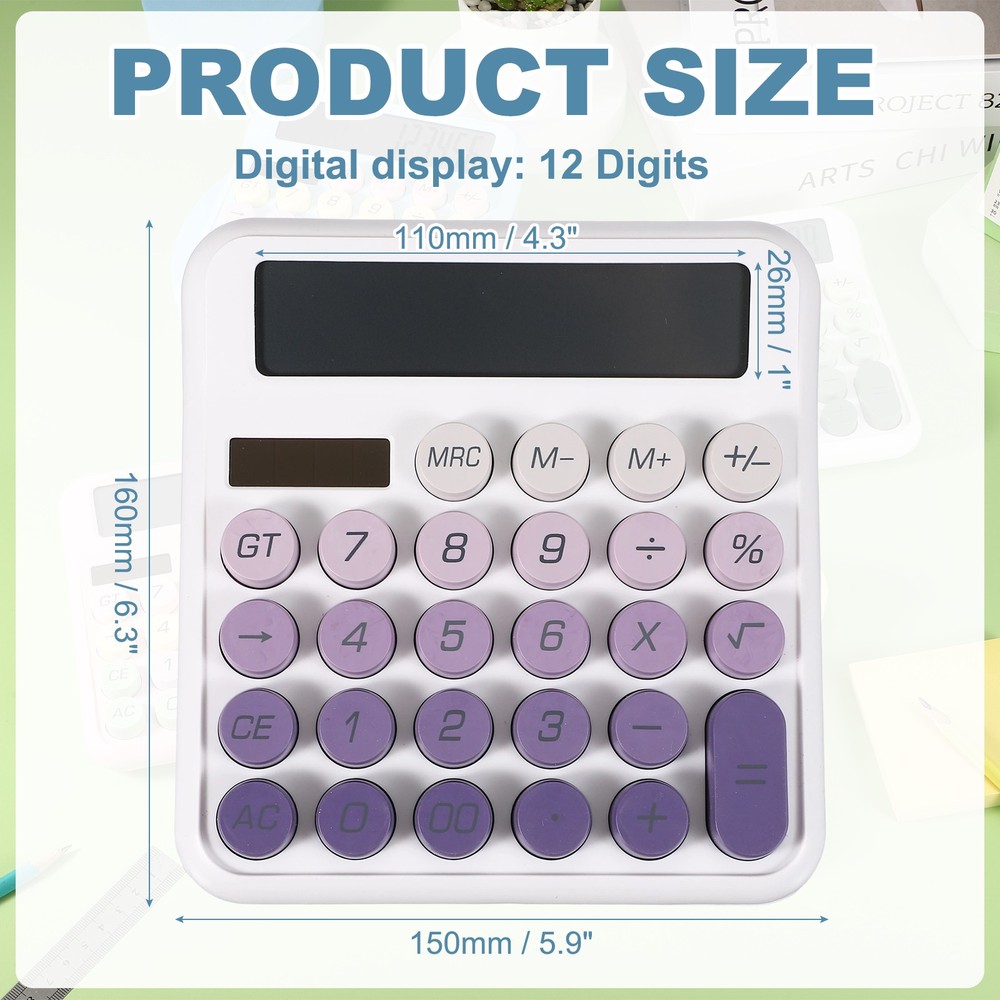Cute Calculator Desk Calculator Basic Big Button, Gradient Purple