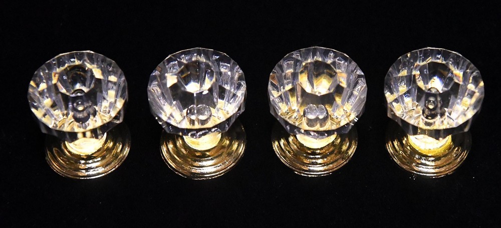 4 NEW UNUSED FACETED LUCITE DRAWER PULLS KNOBS