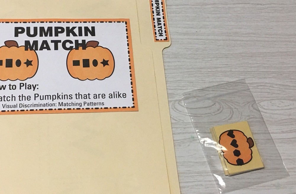 Pumpkin Match - File Folder Game- Activity Set - Teaching Supplies
