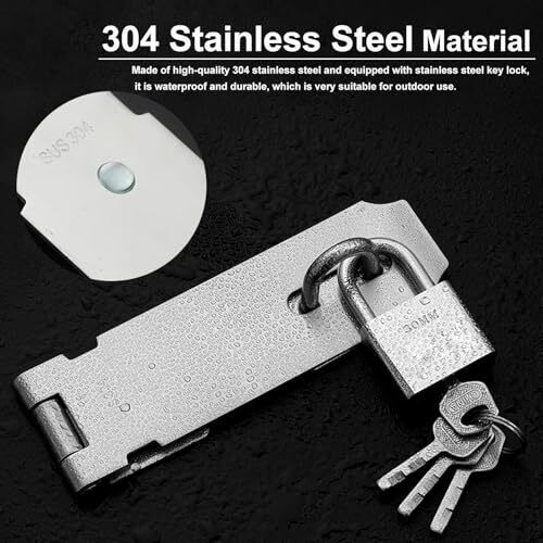 2 Pack Door Hasp Latch Lock with Combination Lock&Keys Lock, 5 Inch 304
