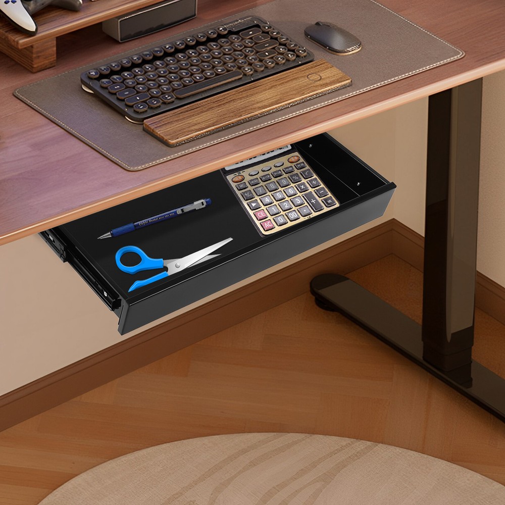 Under Desk Mounted Drawer Storage Organizer Sliding Pullout Drawer Standing Desk