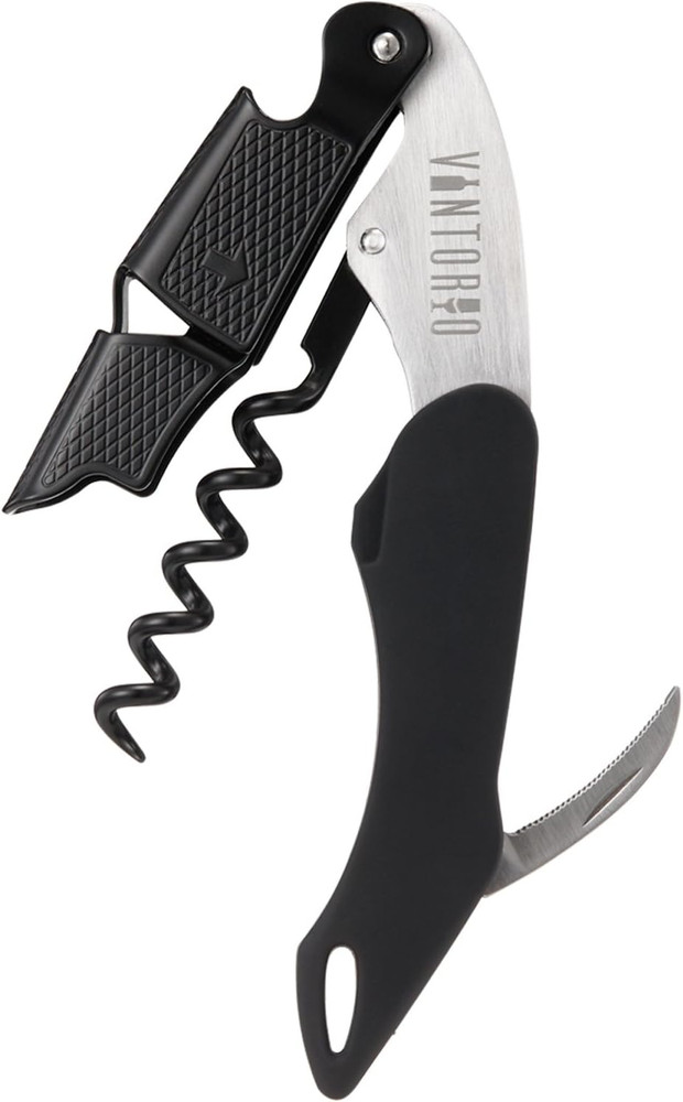 Professional Waiters Corkscrew - Wine Key with Ergonomic Rubber Grip, Beer Bottl