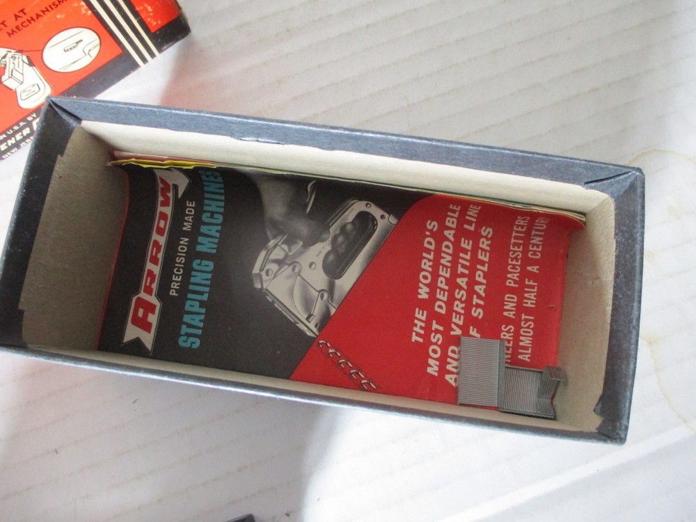 Vintage Arrow Chrome No. 105 Stapler STAPLING MACHINE ORIGINAL BOX INSTRUCTIONS