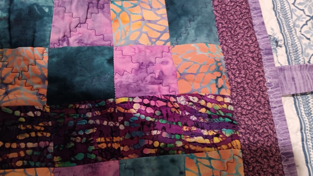 Vintage Handmade Quilted Batik Wall Hanging