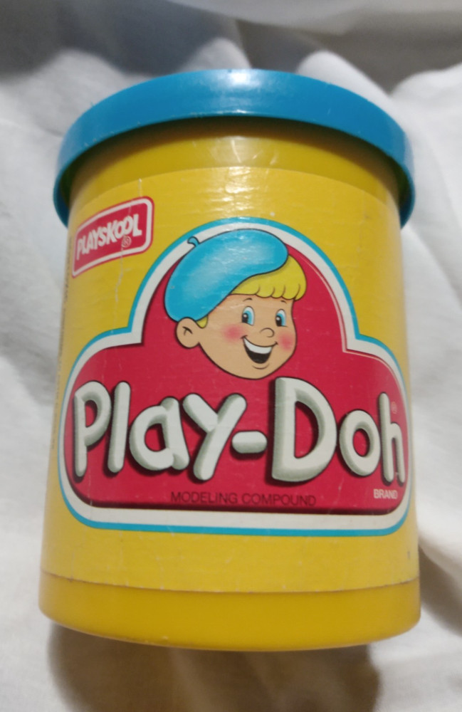 Vintage Play-Doh 1992 1993 Little Boy With Blue Hat Empty Container Plastic