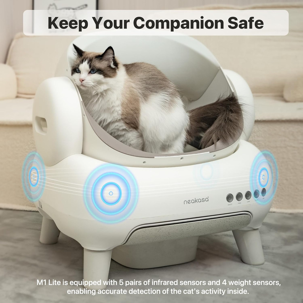 M1 plus Lite Open-Top Self Cleaning Cat Litter Box, Automatic Cat Litter Box wit