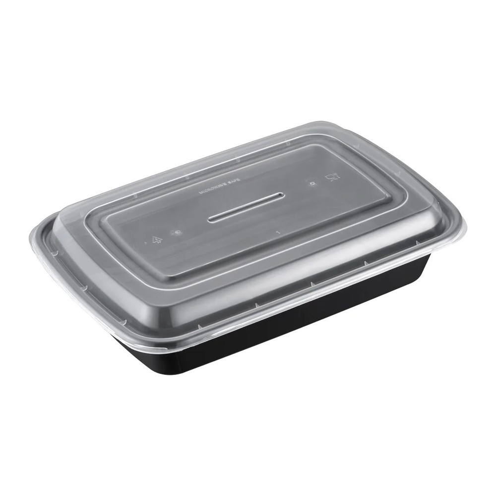 38oz Rectangular Microwaveable Container with Lid, 150 Sets (50/6)
