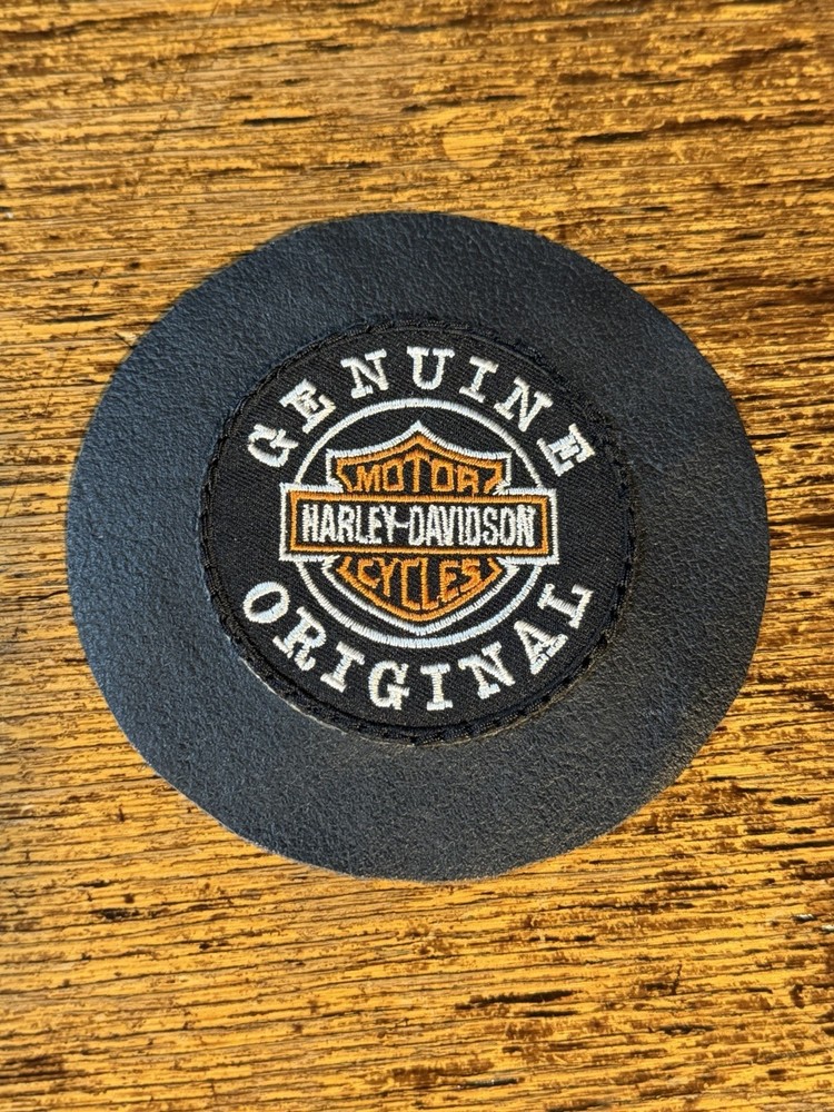 Leather Coaster With Harley Patch- FREE Shipping!