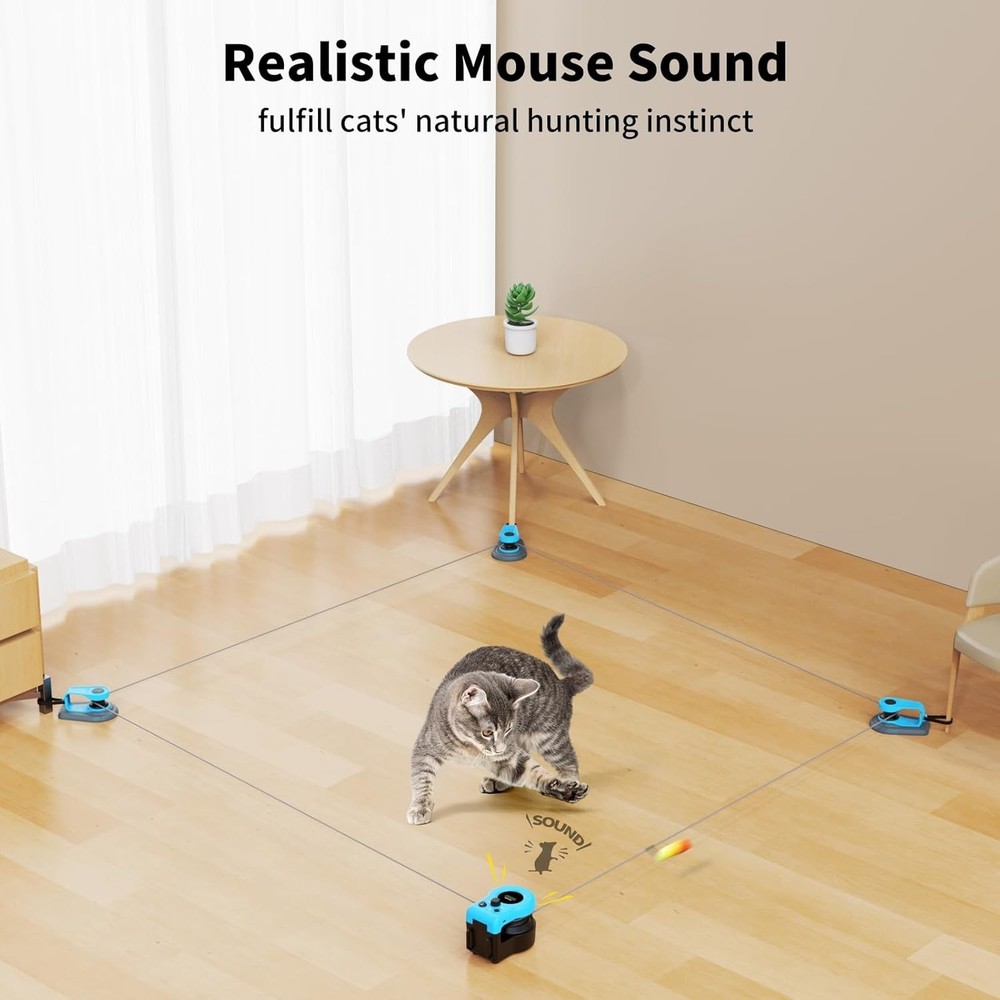 Upgraded Interactive Cat Toy, Auto/Manual Control, DIY Chase Treadmill, Sky Blue