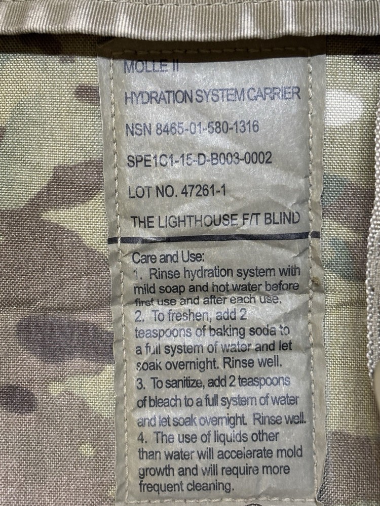 MOLLE II USGI Hydration Multicam Carrier with 4 Grimlocks & New Mouthpiece Kit