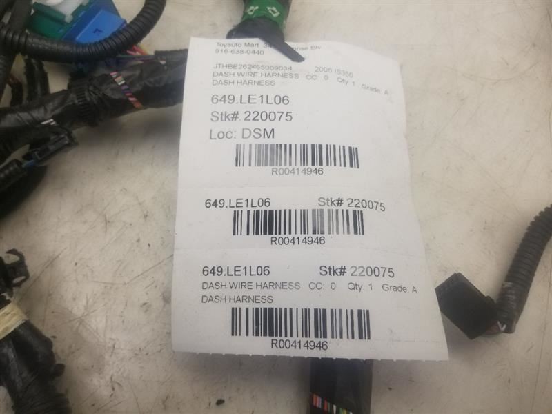 2006 LEXUS IS350 DASH WIRE HARNESS