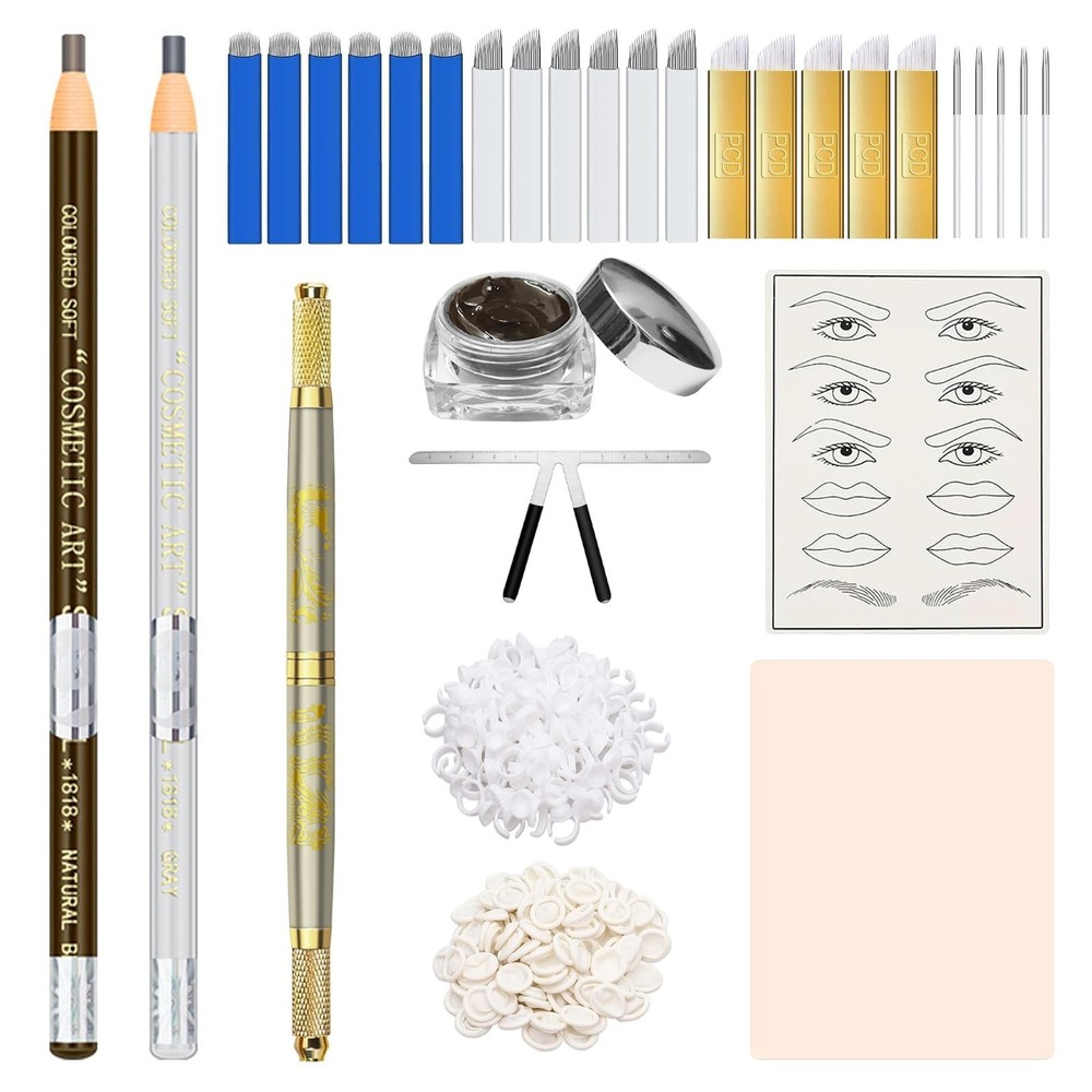 Microblading Kit, Eyebrow Pen with Microblading Supplies Eyebrow Kit Mapping ...