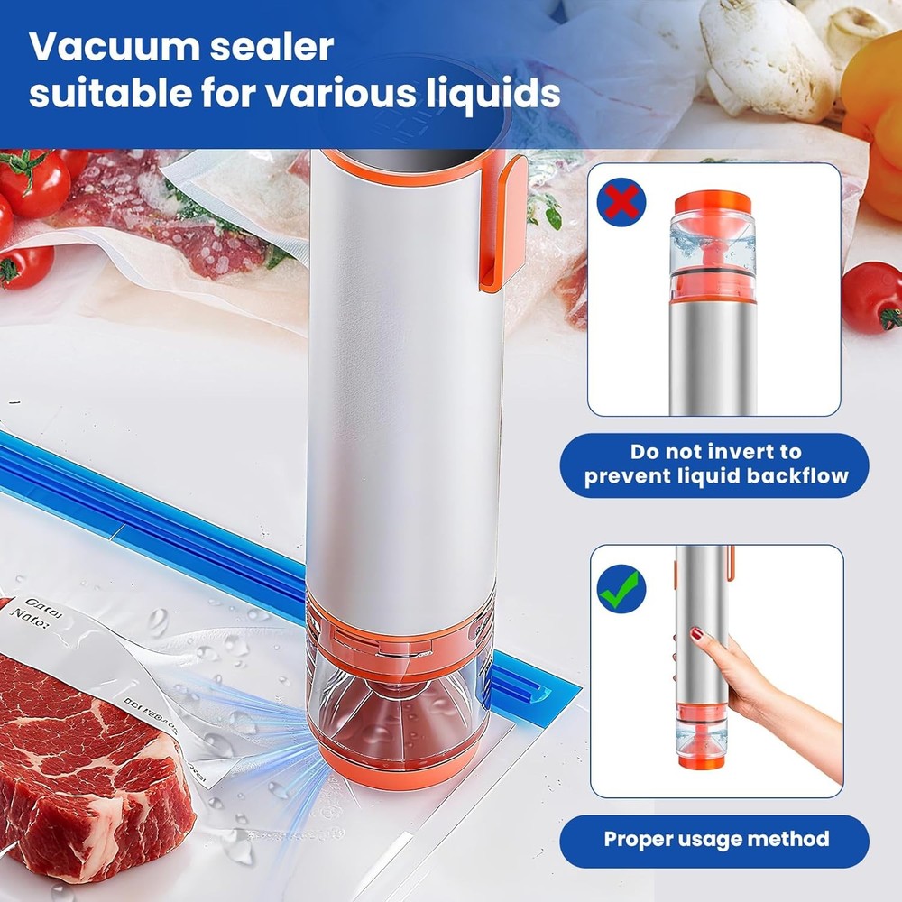 Handheld Multi-Function Vacuum Sealer for Kitchen Use Includes 20 Bags & 4 Lids