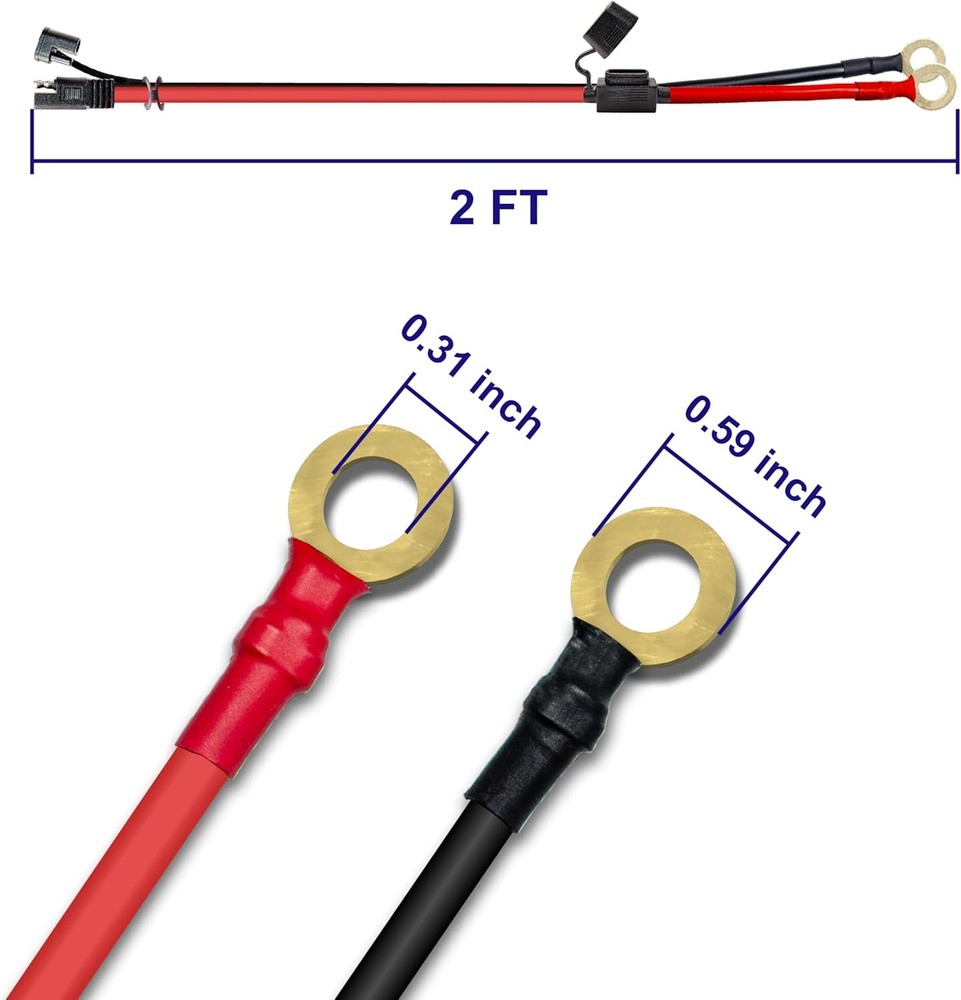 Charger Cable SAE to O Ring Terminal Quick Disconnect Harness