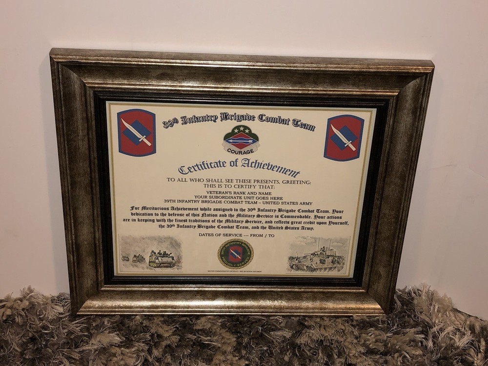 39TH INFANTRY BRIGADE COMBAT TEAM - COA / (COMMEMORATIVE CERTIFICATE)