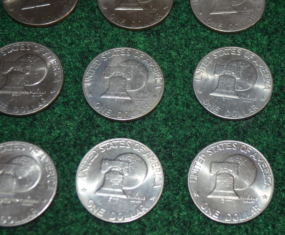 Nine 1976 One Dollar Eisenhower Bicentennial Coins